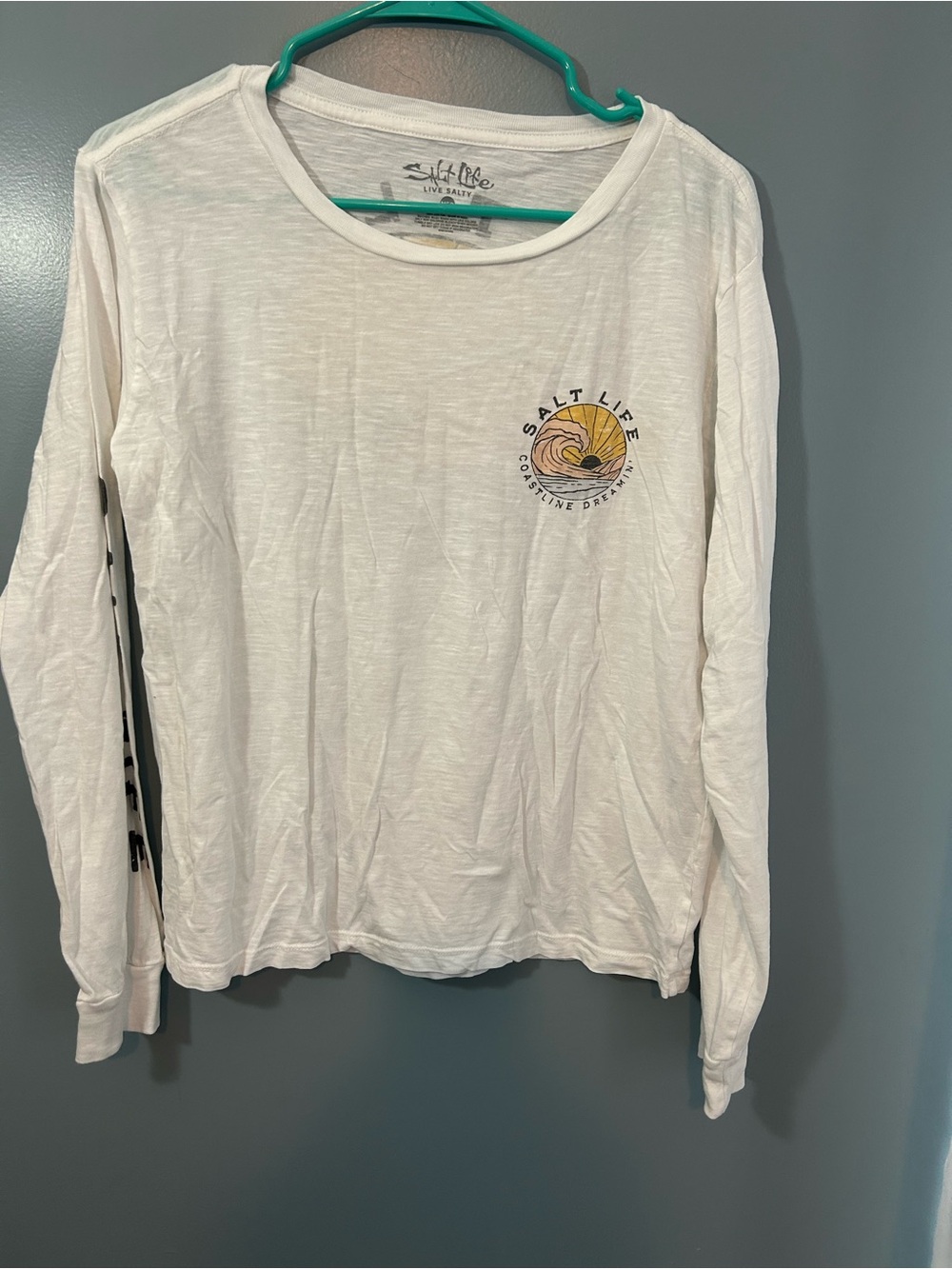 Salt Life White long sleeve Tee with wave & sun logo